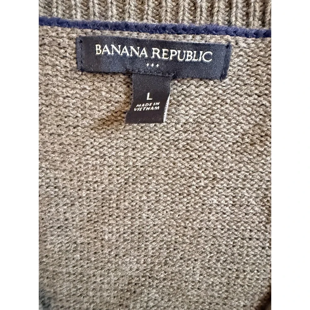 Banana Republic Mens Olive Green 100% Cotton Button Front Cardigan Sweater L